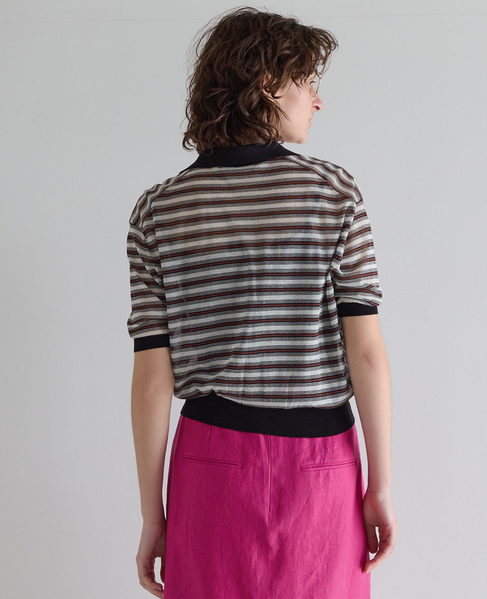 シアーボーダーポロ 詳細画像 オフ×ブラック 3