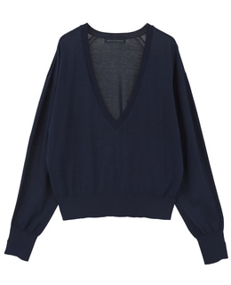 ブライトコットンシルクVネックニット