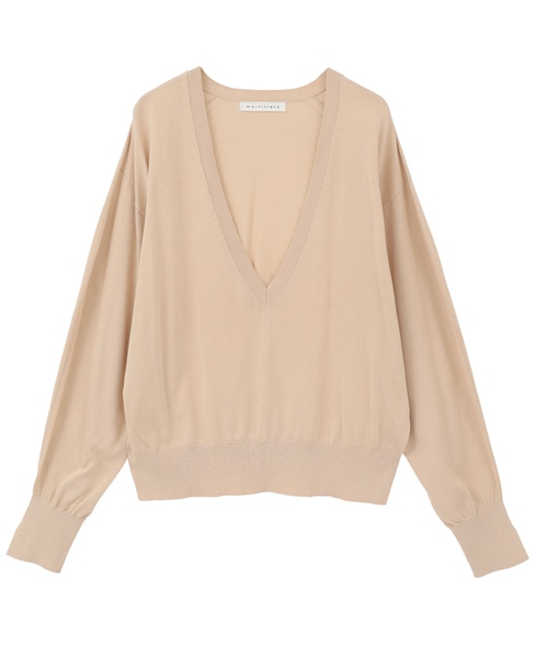 ブライトコットンシルクVネックニット 詳細画像 ベージュ 3