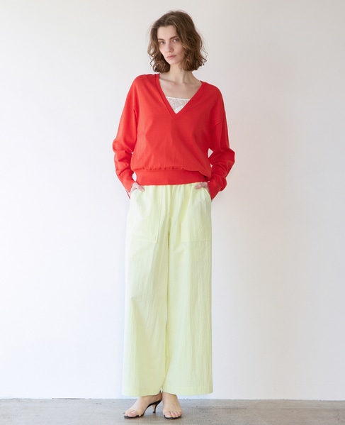 ブライトコットンシルクVネックニット 詳細画像 レッド 4