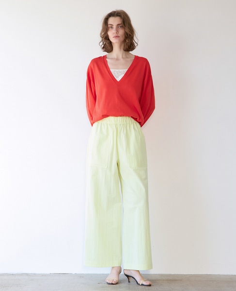 ブライトコットンシルクVネックニット 詳細画像 レッド 5