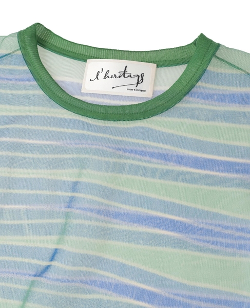 【l’heritage martinique/レリタージュ マルティニーク】シアーボーダープルオーバー 詳細画像 グリーン 3