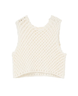 【l’heritage martinique/レリタージュ マルティニーク】コットンマクラメノースリーブトップス