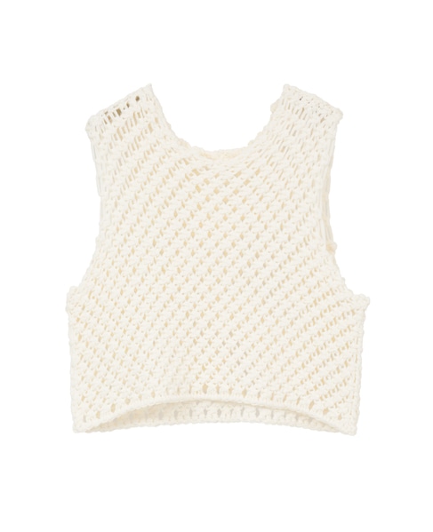 【l’heritage martinique/レリタージュ マルティニーク】コットンマクラメノースリーブトップス 詳細画像 オフ 1