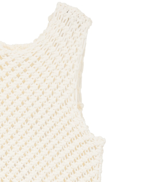 【l’heritage martinique/レリタージュ マルティニーク】コットンマクラメノースリーブトップス 詳細画像 オフ 4