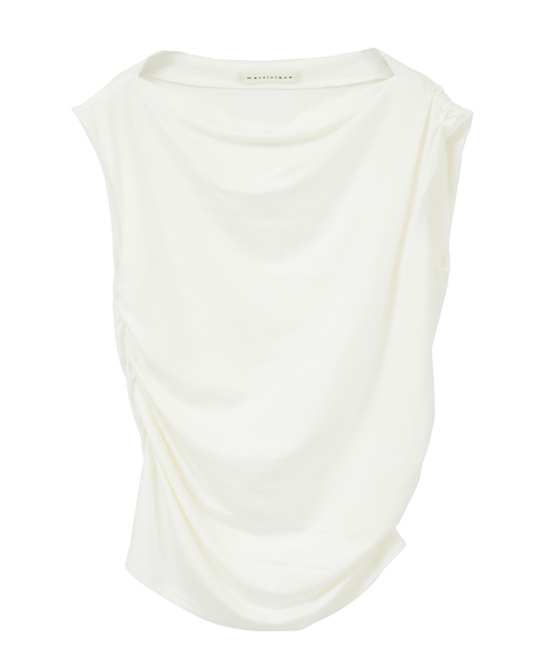 シャーリングドレープノースリーブ 詳細画像 ホワイト 1