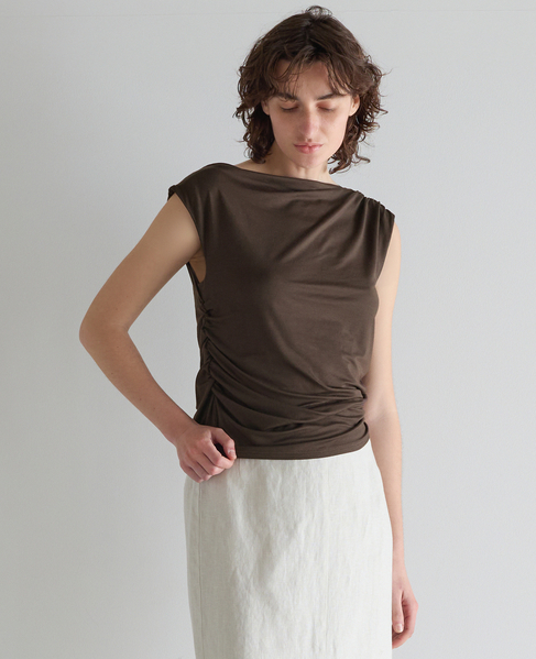 シャーリングドレープノースリーブ 詳細画像 ブラウン 1