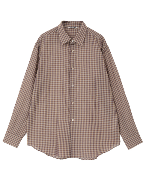 【AURALEE/オーラリー】AIRY LIGHT COTTON CHECK SHIRT 詳細画像 ブラウン 1