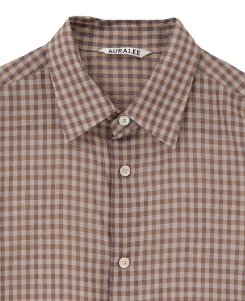 【AURALEE/オーラリー】AIRY LIGHT COTTON CHECK SHIRT 詳細画像 ブラウン 3