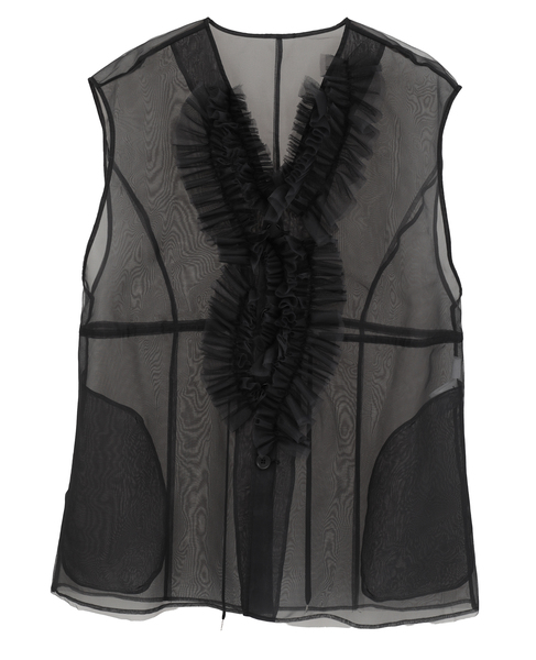 【MARGE /マージ 】Tulle frill detail gillet 詳細画像 ブラック 1