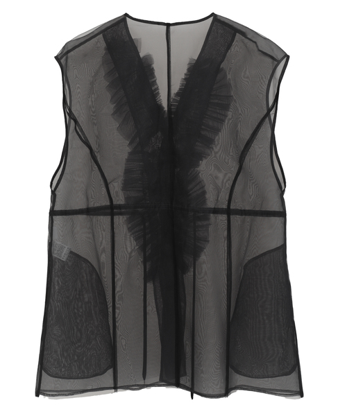 【MARGE /マージ 】Tulle frill detail gillet 詳細画像 ブラック 2
