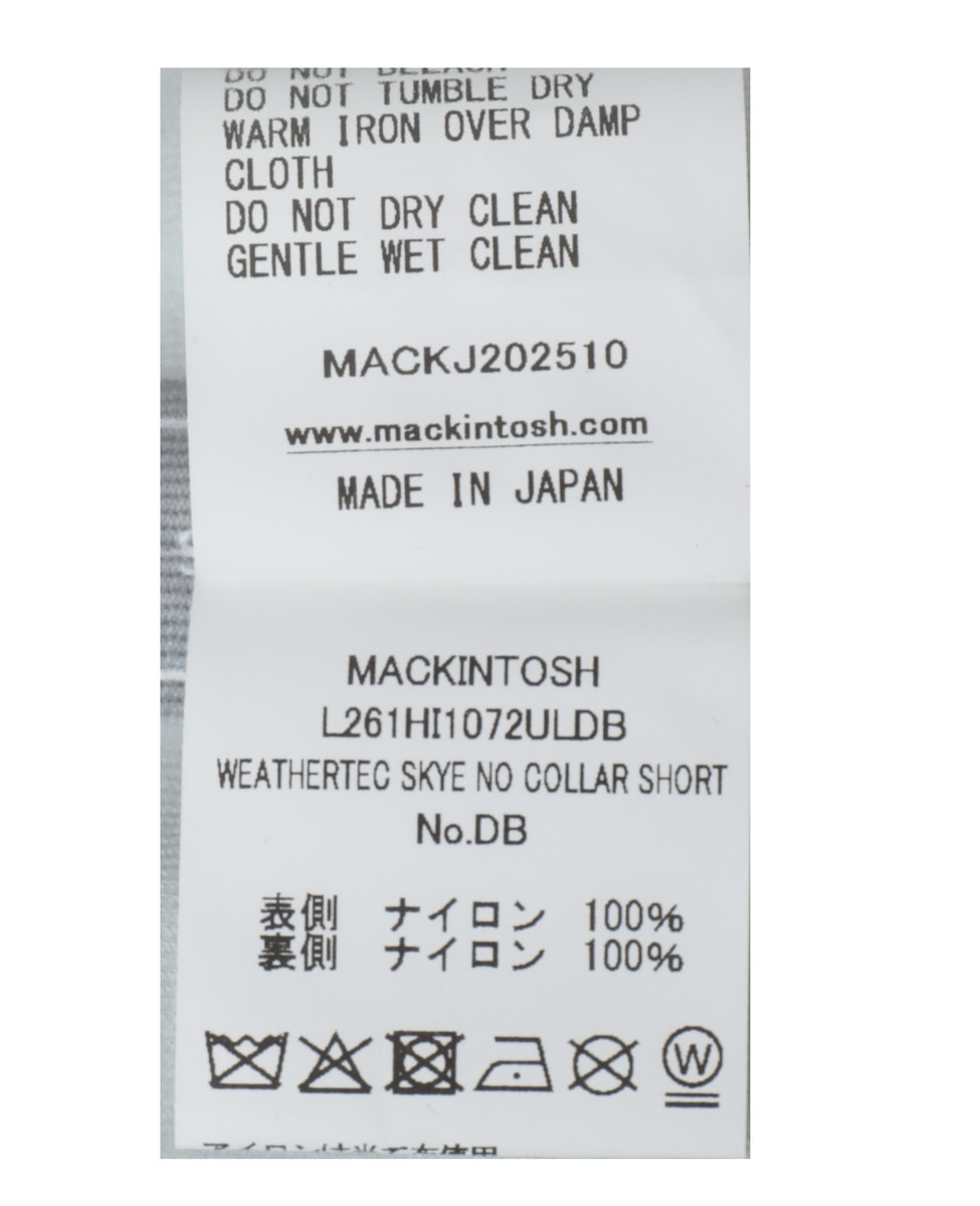 【MACKINTOSH/マッキントッシュ】WEATHERTEC SKYE NO COLLAR SHORT 詳細画像 ブラック 12