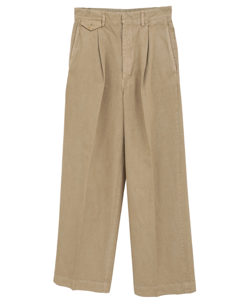 【AURALEE/オーラリー】GARMENT-DYED FINX LIGHT CHINO ONE-TUCK WIDE PANTS 詳細画像 ベージュ 1