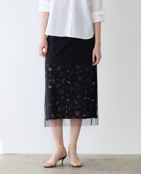 【MARGE /マージ 】Lace layered skirt（一部別注カラー） 詳細画像 ブラック 1