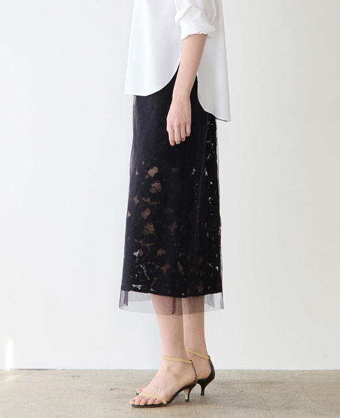 【MARGE /マージ 】Lace layered skirt（一部別注カラー） 詳細画像 ブラック 2