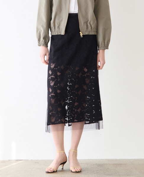【MARGE /マージ 】Lace layered skirt（一部別注カラー） 詳細画像 ブラック 3