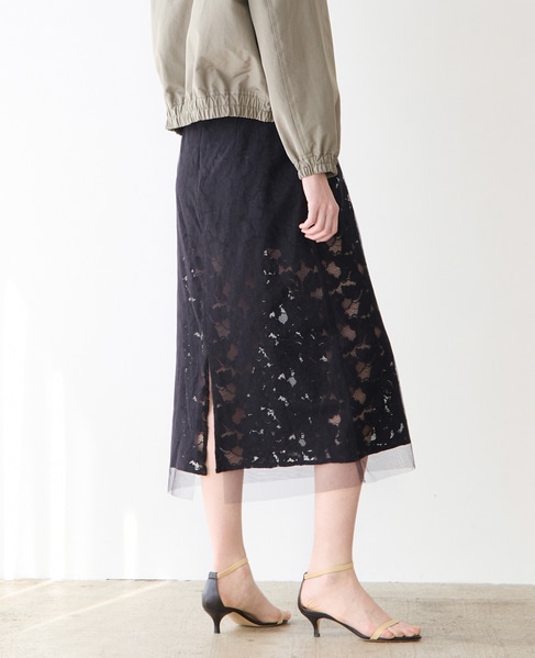 【MARGE /マージ 】Lace layered skirt（一部別注カラー） 詳細画像 ブラック 4