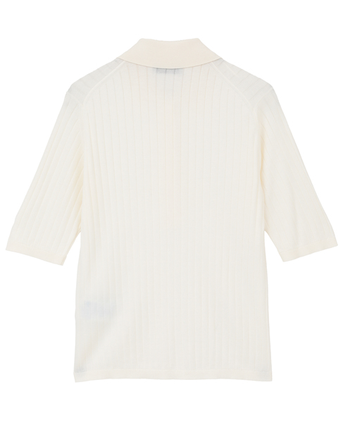 【JOHN SMEDLEY / ジョンスメドレー】リブ編みポロシャツ 詳細画像 アイボリー 2