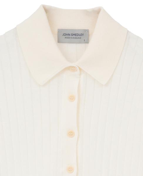 【JOHN SMEDLEY / ジョンスメドレー】リブ編みポロシャツ 詳細画像 アイボリー 3