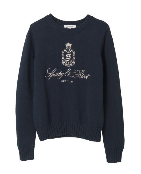 【Sporty＆Rich/スポーティアンドリッチ】Vendome Knitted Sweater 詳細画像 ネイビー 1