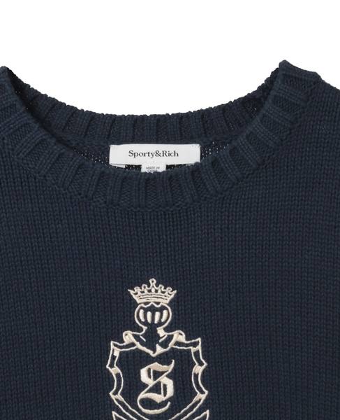 【Sporty＆Rich/スポーティアンドリッチ】Vendome Knitted Sweater 詳細画像 ネイビー 3