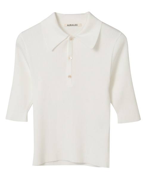 【AURALEE/オーラリー】*COTTON HIGH GAUGE RIB KNIT POLO 詳細画像 ホワイト 1
