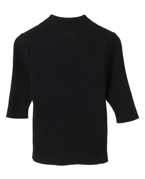 【AURALEE/オーラリー】*COTTON HIGH GAUGE RIB KNIT POLO 詳細画像 ブラック 2