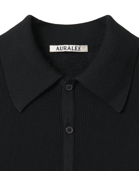 【AURALEE/オーラリー】*COTTON HIGH GAUGE RIB KNIT POLO 詳細画像 ブラック 3