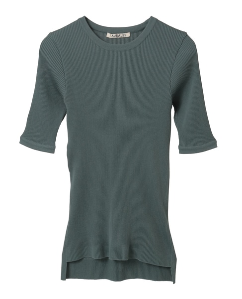 【AURALEE/オーラリー】*COTTON HIGH GAUGE RIB KNIT TEE 詳細画像 セージ 1