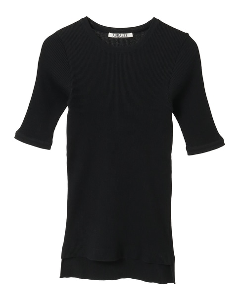 【AURALEE/オーラリー】*COTTON HIGH GAUGE RIB KNIT TEE 詳細画像 ブラック 1