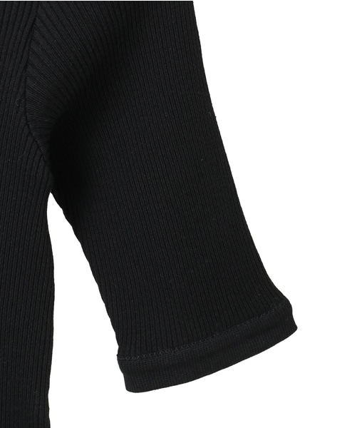 【AURALEE/オーラリー】*COTTON HIGH GAUGE RIB KNIT TEE 詳細画像 ブラック 4