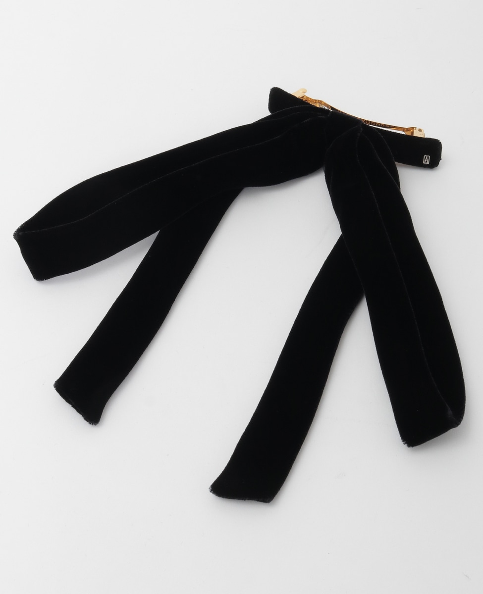 アレクサンドルドゥパリ　バレッタ　ベロア　リボン　ブラック バレッタ (8 cm)｜ALEXANDRE DE PARIS（アレクサンドル ドゥ パリ）