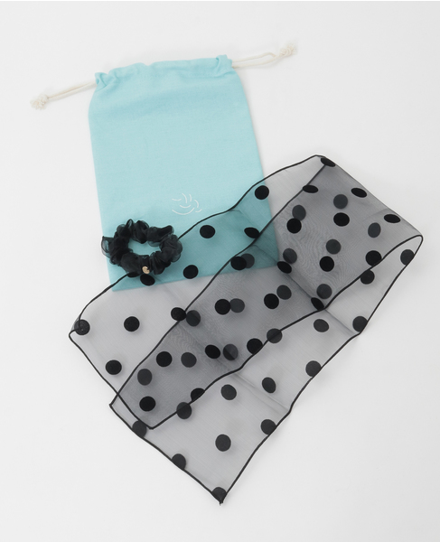 【TRESSE /トレス】sheer dot ribbon chouchou 詳細画像 ブラック 1