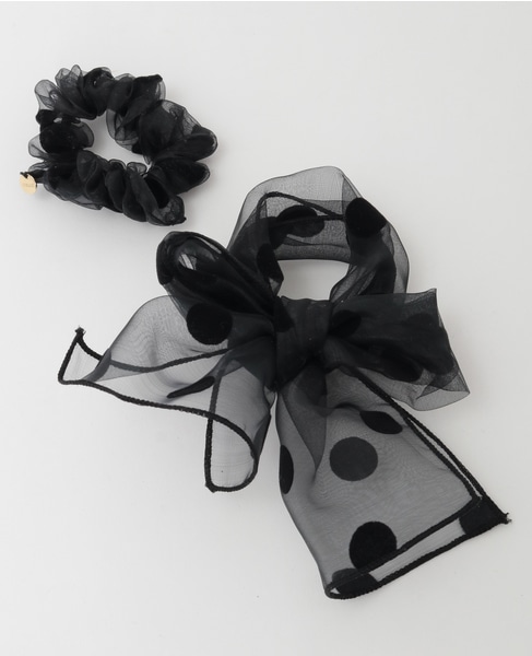 【TRESSE /トレス】sheer dot ribbon chouchou 詳細画像 ブラック 4
