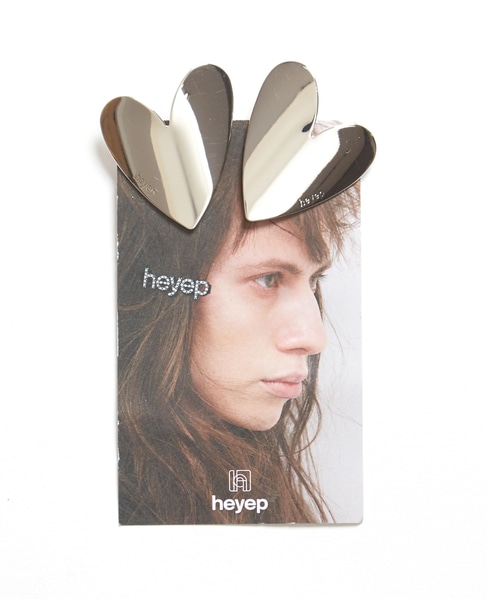 【heyep /ヘイップ】Heart Motif Hair Clips-2 Piece 詳細画像 シルバー 1