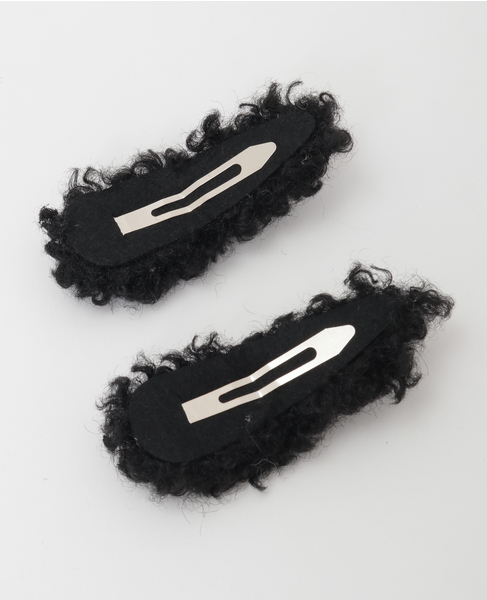 【heyep /ヘイップ】Fluffy Clips-2 Piece Set 詳細画像 ブラック 2