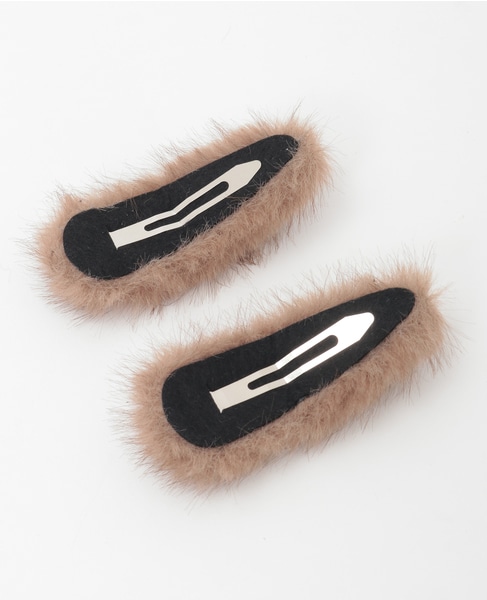 【heyep /ヘイップ】Faux Mink Hair Clips-2 Piece Set 詳細画像 マロン 2