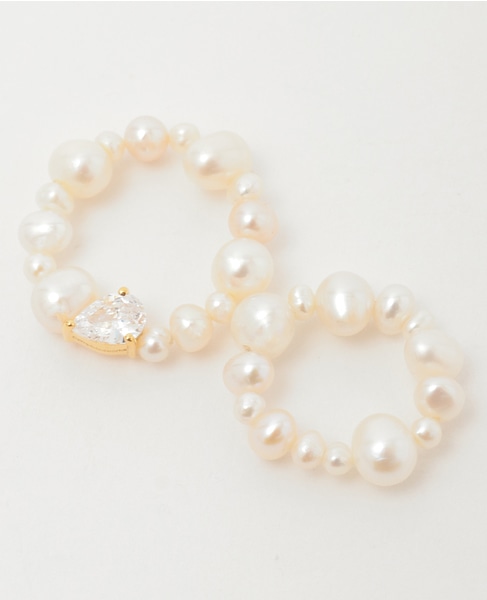 【Completedworks /コンプリ―テッドワークス】The Exposure of Time Set of 2 Rings w/ FWP and CZ 詳細画像 パール 1