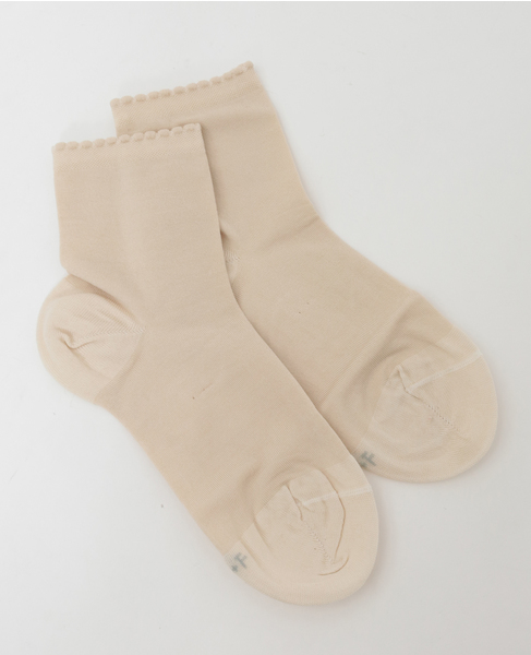 【BLEUFORET/ブルーフォレ】 ピコデティールアンクルソックス 詳細画像 ライトベージュ 2