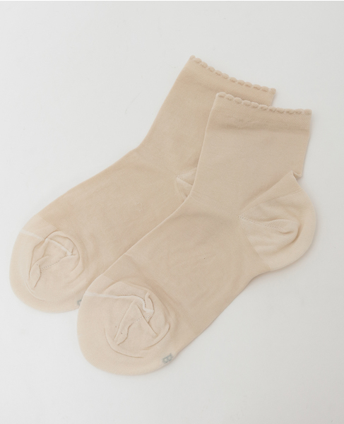 【BLEUFORET/ブルーフォレ】 ピコデティールアンクルソックス 詳細画像 ライトベージュ 3