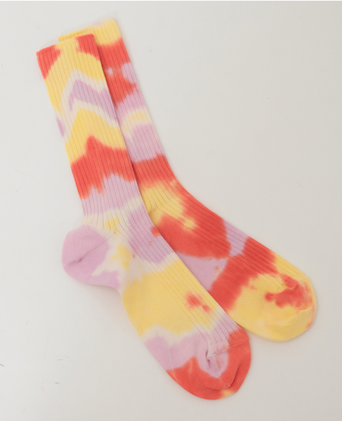 【AURALEE/オーラリー】*GIZA HIGH GAUGE TIE-DYE SOCKS 詳細画像 オレンジ 2