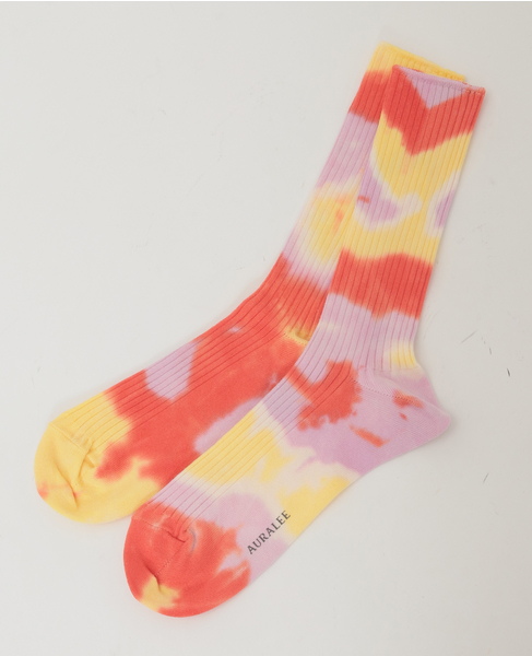 【AURALEE/オーラリー】*GIZA HIGH GAUGE TIE-DYE SOCKS 詳細画像 オレンジ 3