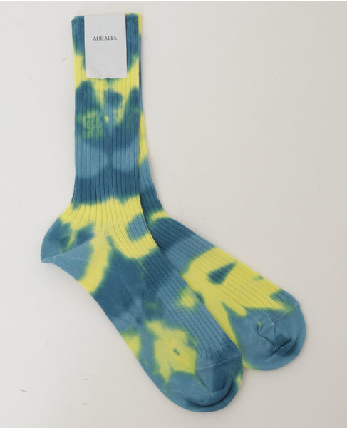 【AURALEE/オーラリー】*GIZA HIGH GAUGE TIE-DYE SOCKS 詳細画像 ブルー 1