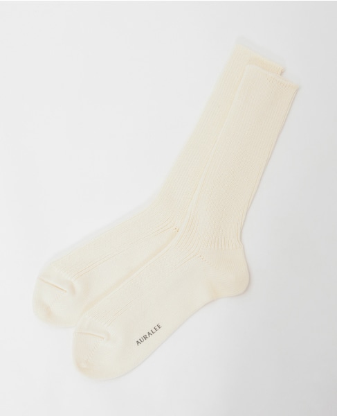 【AURALEE/オーラリー】*COTTON LOW GAUGE SOCKS 詳細画像 アイボリー 3