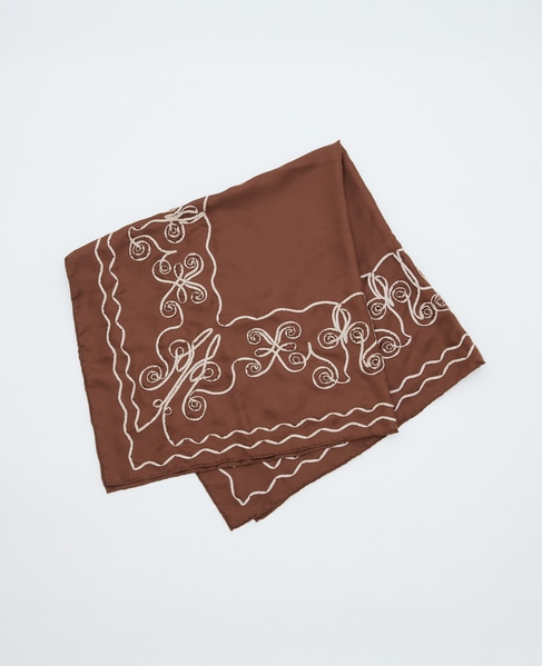 【ASAUCE MELER /アソースメレ】テープエンブロイダリースカーフii 詳細画像 ブラウン 1