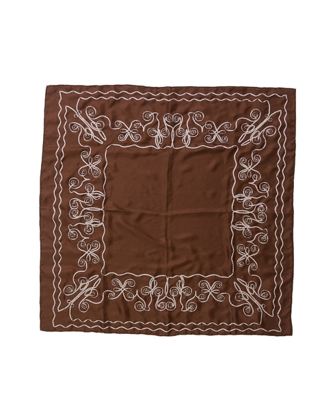 【ASAUCE MELER /アソースメレ】テープエンブロイダリースカーフii 詳細画像 ブラウン 3