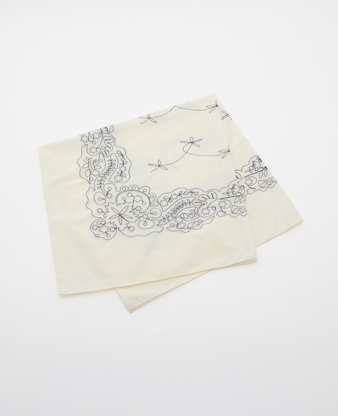 【ASAUCE MELER /アソースメレ】コットンシルクエンブロイダリーバンダナ 詳細画像 アイボリー 1