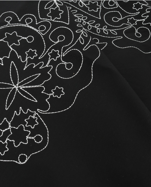 【ASAUCE MELER /アソースメレ】コットンシルクエンブロイダリーバンダナ 詳細画像 ブラック 2