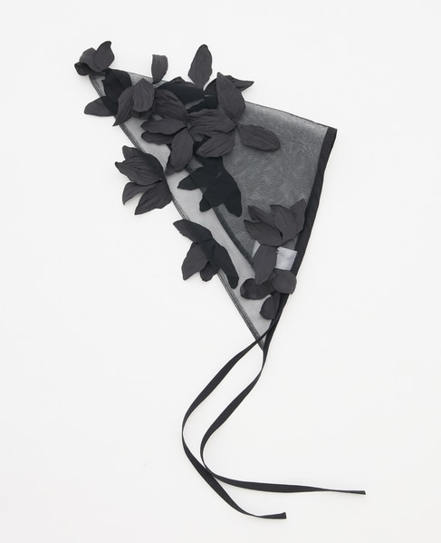 【MARGE /マージ 】Tulle floral sheer scarf 詳細画像 ブラック 1