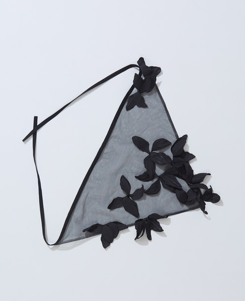【MARGE /マージ 】Tulle floral sheer scarf 詳細画像 ブラック 3